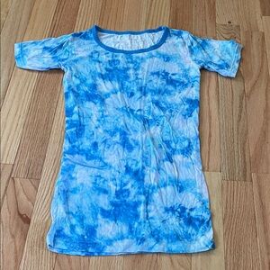 Little Sleepies Pajama Shirt Boys 9/10 Blue Tie Dye Print Short Sleeve